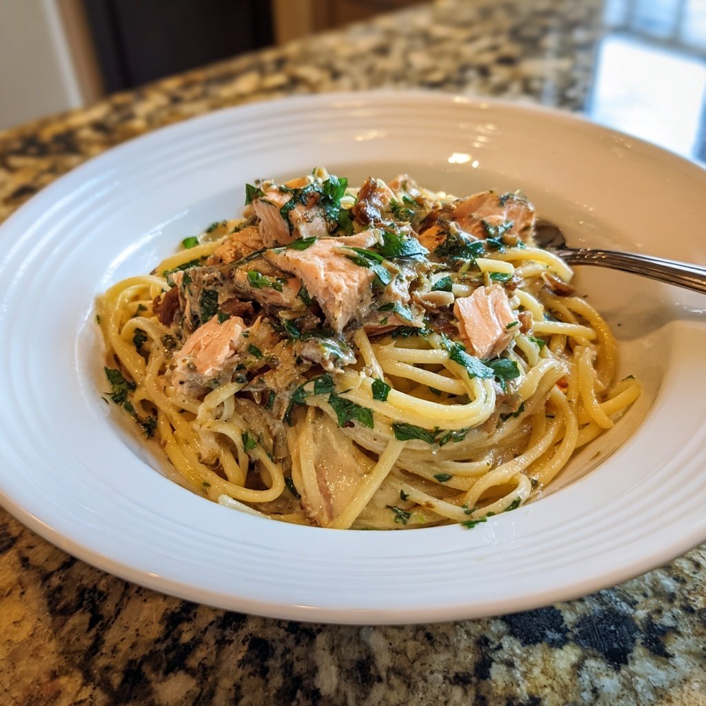 Stroganoff-Style Salmon Pasta
