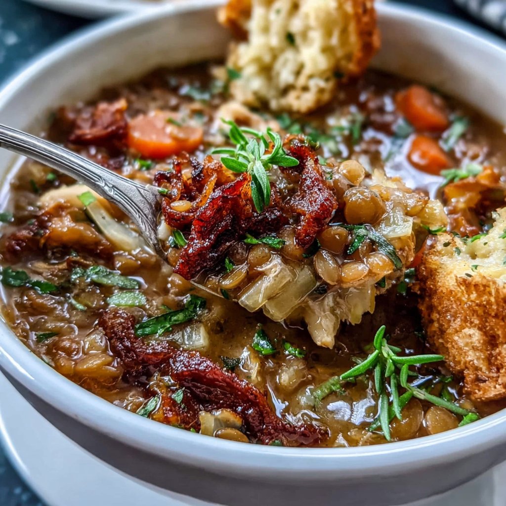 Chicken Lentil Soup Bowl